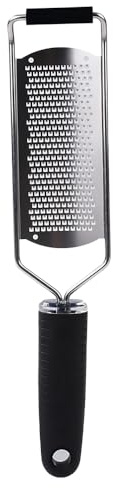 Ticfox Râpe à fromage, râpe à parmesan, râpe à citron, râpe à main, lame tranchante en acier inoxydable avec étui de protection, poignée TPR et brosse de nettoyage, pour fromage dur, chocolat, agrumes