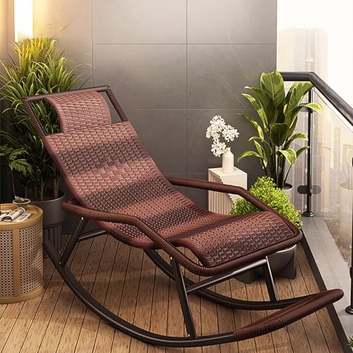 Sedia a dondolo moderna ergonomica per asilo nido e camera da letto, design con schienale alto con poggiapiedi e braccioli, sedia da allattamento in rattan sintetico per allattamento al seno, mobili