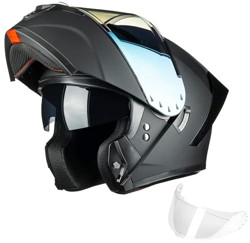 ILM Modular Motorcycle Helmet for Adults Full Face Flip up Riding with Dual Visor Street Bike Racing DOT Model MM966 (Matte Black Colorful, XL)