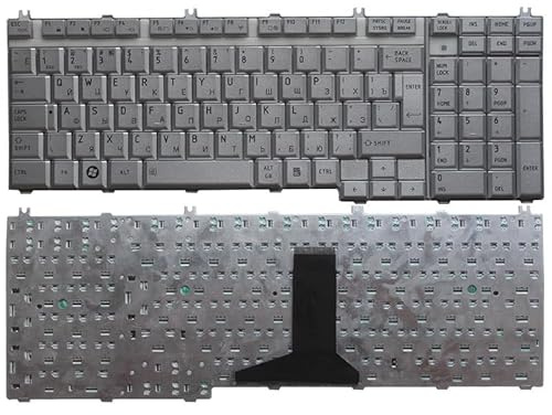 LXCOZED Russische Laptop-Tastatur für Toshiba für Satellite P200 P300 P305 P305D L350 L355 L355D L500 L500D L505 L505D L550 RU Tastatur(Silver)