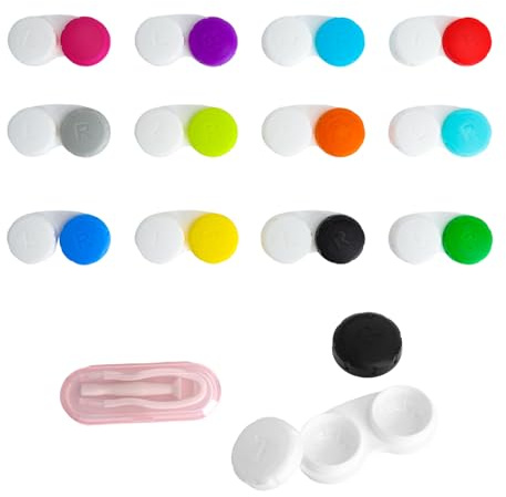 GZRXIOUS 24 Fundas para Lentes de Contacto, contactos Coloridos portátiles al Aire Libre, Soportes para contactos oculares, Estuche para Lentes de Contacto con Tapas Izquierda/Derecha
