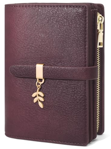 GOUNNU Geldbörse Damen Leder Portemonnaie Damen RFID-Blockierende Geldbeutel Mittelgroß Große Kapazität Portemonnaie mit Reißverschluss Münzfach 20 Kartenfächer Portmonee (Weinrot)
