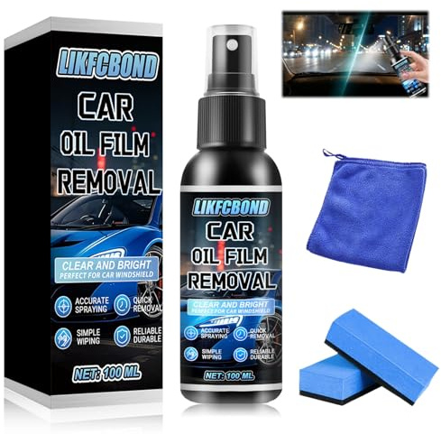 LIKFCBOND Eliminador Película Aceite, 100ML Oil Film Remover, Limpiador de Parabrisas, Limpiador Cristales para Auto para Eliminar la Película de Grasa de Parabrisas y Ventanas