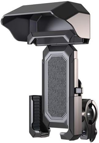 Supporto Smartphone Universale per Bici e Moto con Parasole Integrato, Rotazione 360°, Porta Cellulare da Manubrio per Smartphone 4-7 Pollici, Supporto Antivibrazione per Bicicletta, E-Bike, Scooter e