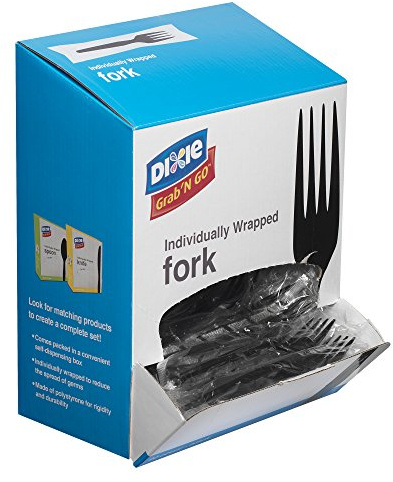 Dixie Individually Wrapped 6.104 Medium-Weight Polystyrene Plastic Fork by GP PRO (Georgia-Pacific), Black, FM5W540, 540 Count (90 Forks Per Box, 6 Boxes Per Case)