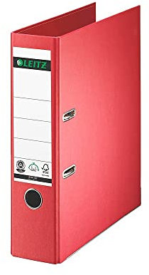 Leitz Qualitäts-Ordner 180°, A4, 8 cm Rückenbreite, Spezialpapierkaschierung in Leinenprägung, Blauer Engel, Rot, 10070025