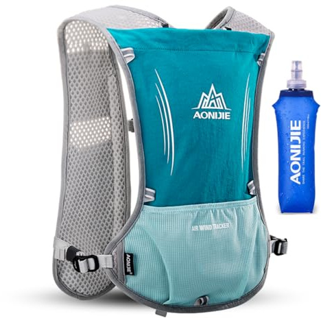 AONIJIE 5L Ensemble Veste Sac à Dos Multifonctions pour Sports d'extérieur Cyclisme, Course, Escalade, Randonnée, avec Bouteille d'eau de 1* 500ML (Bleu Clair)