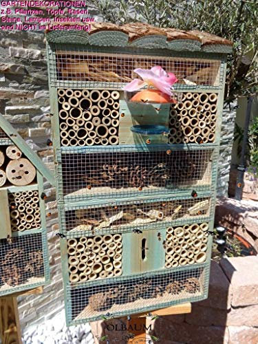 1x XXL insektenhotel Rindendach HOCH - Bienenhotel, TÜRKIS meeresblau blau 1x XXL insektenhotel Rindendach HOCH, Bienenhaus mit Standfuß UND TRÄNKE insektenhotel Rindendach HOCH Schaukasten Insekten