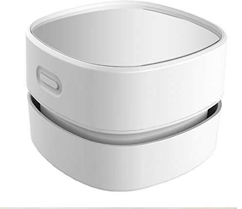 ODISTAR Desktop Vacuum Cleaner, Mini Table dust Sweeper Energy Saving,High Endurance up to 90 mins,Cordless&360º Rotatable Design for Keyboard/Home/School/Office(White)