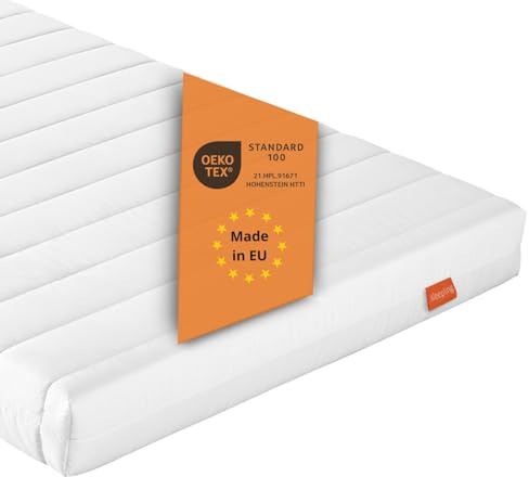 sleepling Matratze 90 x 190 x 11 cm, Rollmatratze Gästematratze, Komfort- Kaltschaummatratze, Made in EU, Bezug waschbar, Oeko-Tex 100, Härtegrad 2, weiß