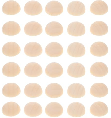 Supvox 100 palline di legno, incomplete, semilavorate, mezze sfere, da dipingere, decorazioni natalizie, per artigianato, fai da te (colore giallo chiaro, 15 mm)
