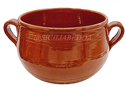 sicilia bedda - Couscoussiera Trapanese in Terracotta - Prodotto 100% Artigianale Come da Tradizione Trapanese (Diamentro 16 Centrimetri)