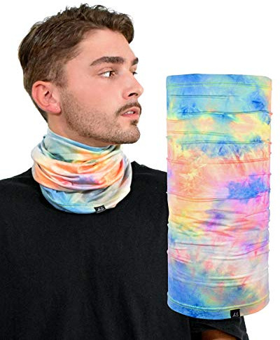 Tie Dye Soft Multifunctional Neck Warmer Gaiter Headwear Wind Protection Scarf Tube Snood Winter Sports Face Coverings, Pastel