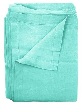 JOWOLLINA Laken Bettlaken Überwurf mit Briefecken 100% Leinen Soft Washed Finish180 g/m2 (265x280 cm, Beach Glass)