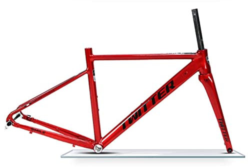 YOJOLO 700C Rennrad Rahmen Scheibenbremse Fahrradrahmen BSA68 Aluminium Legierung Rahmen 46/48/50/52 cm Steckachse 12X100mm/12X142mm,Mit Carbon-Gabel (Color : Red, Size : 48CM)
