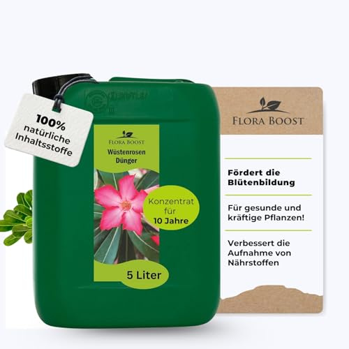 Konfitee Wüstenrosen Dünger Flora Boost 5000ml I Für bis zu 1000L Gießwasser I Langzeit Blumendünger für Rosen I Flüssiger Blatt- & Wurzeldünger I 100% natürlicher Pflanzendünger