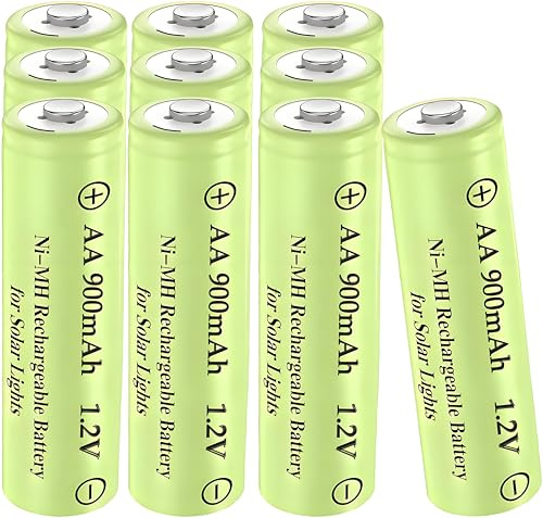 Betmaxful 10 Packs 1.2V AA 900mAh Nickel Metal Hydride NiMh Rechargable Batteries for Outdoor Solar Ground Garden Yard Lanterns Lights,String Light,Pathway Lamps
