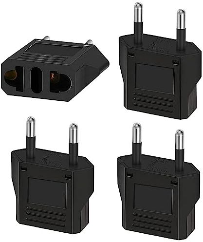 Oliveria 4 Piezas Adaptador de Enchufe de EE.UU. a España，Adaptador Enchufe Americano a Europeo, Adaptador de Enchufe Viaje para Europa/USA/Francia/Alemania/España/Australia/Austria
