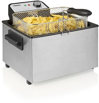 Princess Freidora, 5 litros de capacidad, 3270 W, tecnología de zona fría, ventana de visualización, acero inoxidable, doble termostato, fácil de limpiar, piezas desmontables, 01.184090.01.001