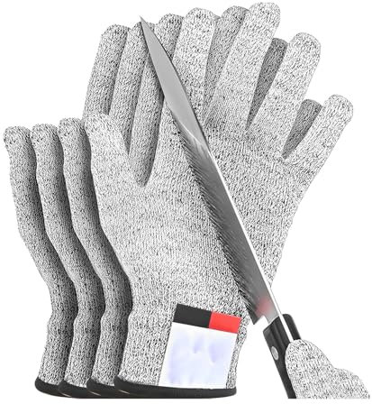 2 Pair Cut Resistant Gloves,Lightweight Protective Work Gloves,Level 5 Protection Anti Cutting Gloves,Wood Whittling Gloves,Food Grade Cut Proof Gloves for Kitchen Cooking,Meat Cutting and Woodworking