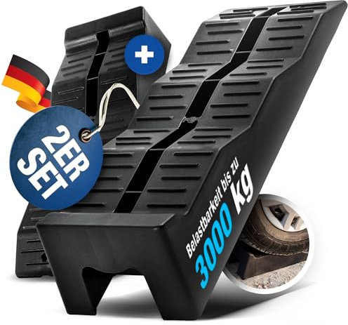 NTG Auffahrkeile für Wohnmobil (2er Set) – 3-stufige Nivellierung bis 3000 kg pro Set, Anti-Rutsch Struktur ideal für für Wohnwagen, Wohnmobil & Anhänger - Keile für alle Untergründe