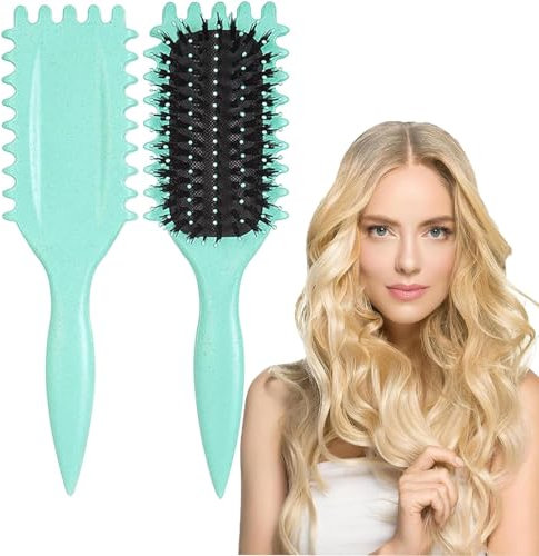 YXL Curl Defining Brush, Define Styling Comb for Curly Hair for Women and Men, Bounce Curl Define Brush for Shaping Reducing Pulling, Green