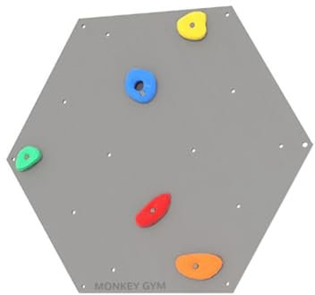 MONKEY GYM Kletterwand für Kinder Indoor Holz Klettergerüst Kletterspielzeug für Kinderzimmer & Spielplatz Würfel 1 grau Klettergriffe bunt