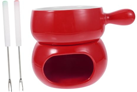 COLLBATH Fonduta Cioccolato in con da Tavolo Rosso Resistente Temperature per Sciogliere Formaggio e Dolci in Casa