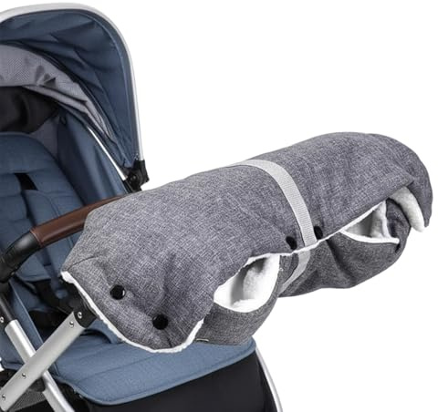 Pram Hand Muff, Universal Winter Pram Gloves for Stroller, Thickened Pushchair Hand Warmer with Soft Flannel Lining, Windproof Pram Mittens for Cold Weather Protection