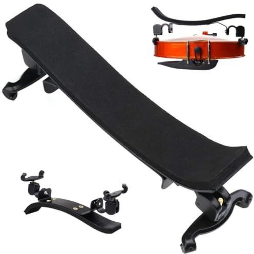 Soportes para hombros Reposapiés para violín para tamaños 4/4 y 3 Pies ajustables en altura plegables Cómoda almohadilla de espuma Reposabarbilla para violín para niños y adultos