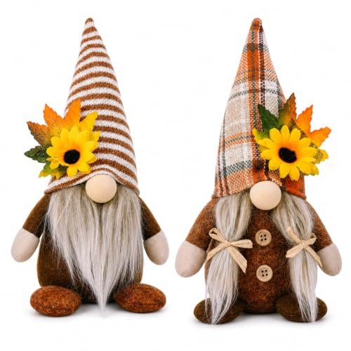 Efuwfugc 2 Pcs Autumn Decor, Autumn Gonk | Harvest Festival Decorations for Seasonal Home Display, Kitchen, Autumn Gnome Ornaments for Tabletop Arrangements