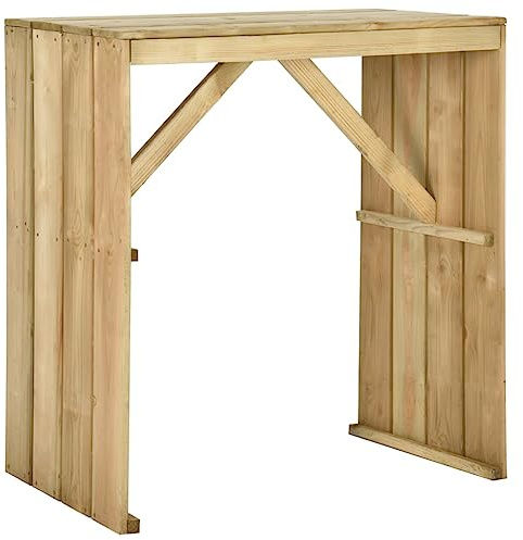 Zeehear Bbord av impregnerad furu 100 x 60 x 110 cm, väderbeständig för trädgård terrass balkong, korrosionsbeständig, utrymmesbesparande, perfekt som loungebord och sidobord utomhus