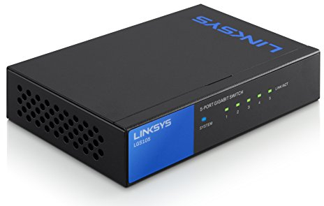 Linksys LGS105-EU 5-Port Unmanaged Gigabit-Netzwerk-Switch – Ethernet-Switch/Hub mit Metallgehäuse, Splitter – Platzierung an der Wand oder auf dem Schreibtisch im Büro oder zu Hause, Plug-and-Play