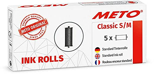 Original Meto Rodillos de tinta de para las etiquetadoras manuales ProLine S y M 9506060 (para etiquetas de 26 x 12 mm y 26 x 16 mm) 5 unidades, negro