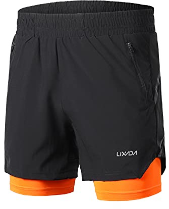 Lixada Shorts de Course à Pied Homme, 2 en 1 à séchage Rapide Respirant Exercice entraînement Actif Short de Jogging Marathon Sport avec Poches sans Poches 10 Couleurs S-XXL