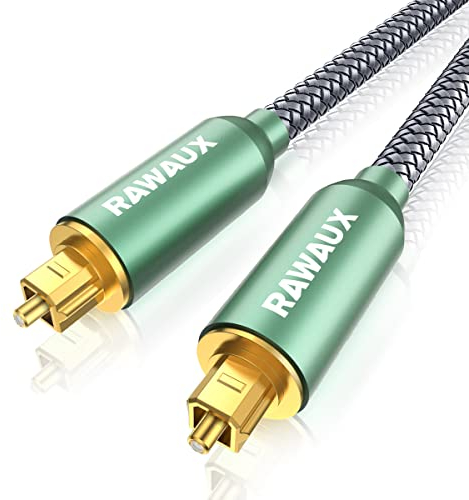 RAWAUX 2M Optisches Kabel mit 24K Vergoldete Stecker Digital Optisches Audiokabel Nylon Geflochtenes Digital Audio SPDIF Kabel auf Toslink Kabel für Soundbar, TV, Heimkino, PS4, DVD