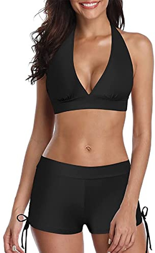 Conjuntos De Bikini para Mujer Bikini Push-up Acolchado Cintura Alta Torcida Pantalones Cortos De Baño De Barriga Bikini De 2 Piezas Traje De Baño De Playa Bañador Mujer Conjuntos De Bikini Rayas