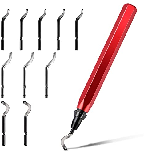 EHDIS Ebavureur de 10 Pcs Lames, Ebavureur de Manche en Métal, D'ébavurage Rotatives à 360 Degrés, Ebavureur Resine Epoxy pour Imprimante 3D, Plastique, Aluminium et Acier Inoxydable