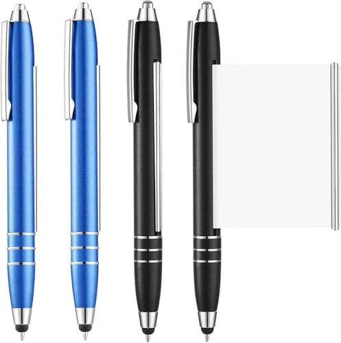 Kettion 4 penne a sfera con foglietto, spicker penna, con foglietto retrattile, per studenti, laurea, ufficio, scuola (blu, nero)