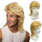 UILYNIU Parrucca Mullet Uomo Naturali Parrucca Uomo Bionda Mullet Anni '80 Anni '70 Costume Hippie Lunghi Parrucca di Retro Disco Punk Rocker Parrucche per Halloween Tema Feste Costume (Bionda)