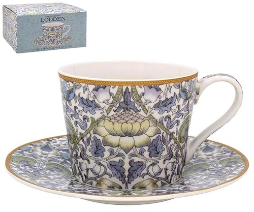 The Leonardo Collection Lodden Cup & Saucer William Morris for Hot & Cold Drinks | Durable Coffee Cups for Home & Office | Comfortable & Easy-to-Hold Coffee Mugs for Beverages & Daily Use
