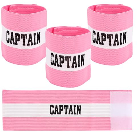 BOXOB 3pcs Captain Armbands Soccer, 30x9cm/11.81x3.54in Adjustable Breathable Leader Football Soccer Team Junior Arm Bands Kids (Pink, Style 1)