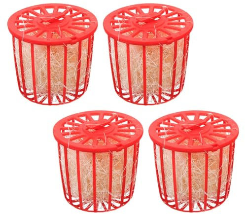 Hohopeti Lot de 4 Nids Suspendus en Sisal Rouge pour Perroquets, Nichoirs Creux pour Cage à Oiseaux, Bols de Nidification pour Pigeons et Petits Oiseaux, Accessoires Stimulants