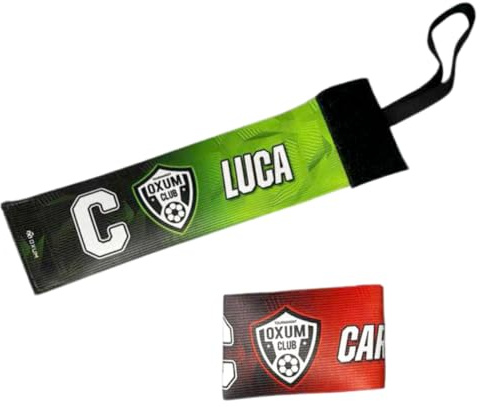 OXUM Sport Brazalete de Capitán Personalizado para niños y Adultos - Brazalete de Fútbol Personalizado con tu Escudo, tu Nombre, tu Bandera - Personaliza tu Brazalete, Elástico y Ajustable
