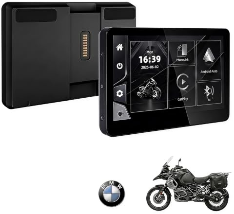 Qzonnect Schermo da 6,2 pollici in alluminio per moto per BMW R1200GS R1250GS R1300GS F850GS F900, CarPlay wireless e display automatico Android (senza staffa/nessun GPS autonomo), compatibile con