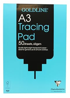 Clairefontaine - Ref GPT2A3Z - Goldline Popular Tracing Pad (Contains 50 Sheets) - A3 (420 x 297mm) in Size, 63gsm Paper, FSC-Certified - Suitable for Tracing Items