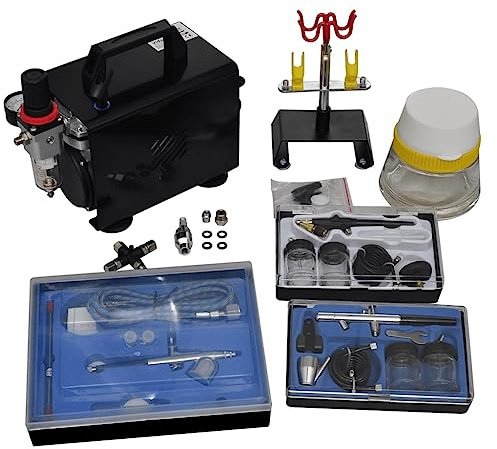 vidaXL Airbrush med kompressor och 3 färgsprutor