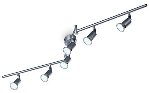 B.K.Licht - Lámpara de Techo con 6 focos LED GU10, Focos Ajustables y giratorios para Interiores, Lampara Techo, Lampara Techo Para Salon, Dormitorio, Cocina, Focos De Techo, Plafon De Techo, Titanio