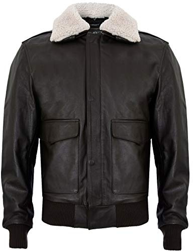 Infinity Leather Blouson Aviateur en Cuir Véritable pour L'Aviateur Pilote Marron Air Force A2 USAF M