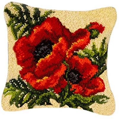 P Prettyia DIY Kreuzstichkissen, Knüpfkissen Kissen zum Selber Knüpfen Kissen Knüpfpackung Sofakissen - Blumen Muster - Blume 7